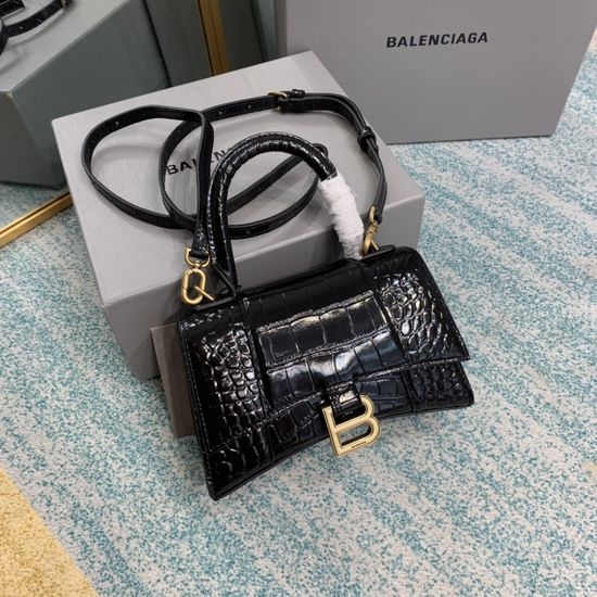 Balenciaga Hourglass Crocodile Embossed Bag 8896