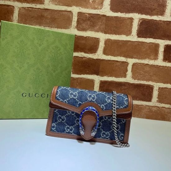 Gucci Chain Shoulder Bag Blue Denim 476432