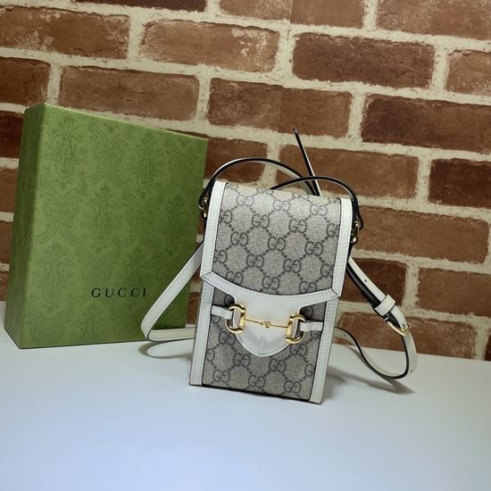 Gucci Handbag Original Leather Brown PVC White 625615