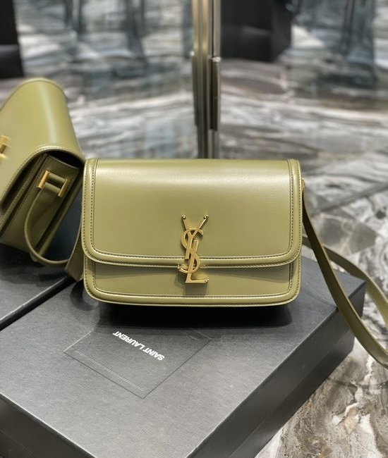 Yves Saint Laurent YSL Solferino Olive Green Gold Buckle Bag 634305