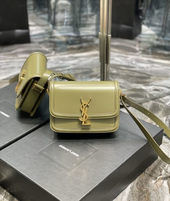 Yves Saint Laurent YSL Solferino Olive Green Gold Buckle Bag 634306