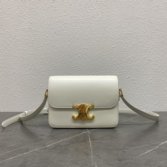 Celine Triomphe Leather White Crossbody Bag 188423