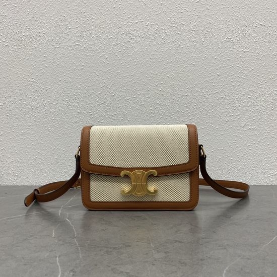 Celine Triomphe Linen Leather Bag 11699