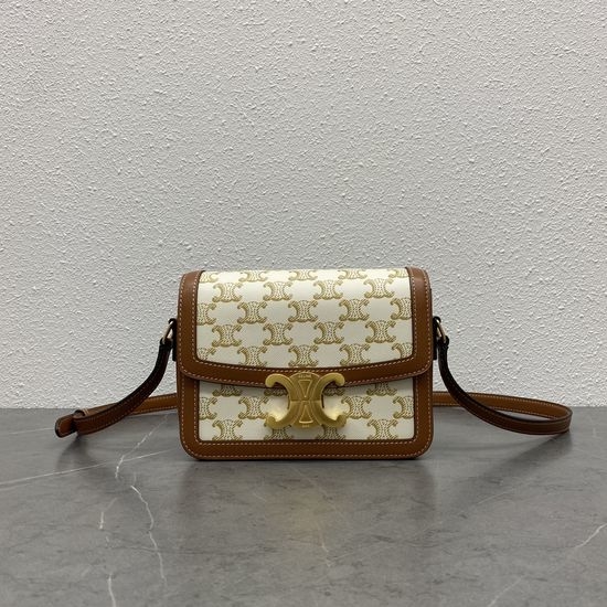 Celine Triomphe Leather Trimmed Canvas Bag 188423