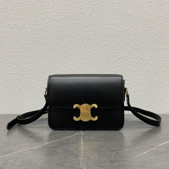 Celine Triomphe Leather Black Crossbody Bag 188423