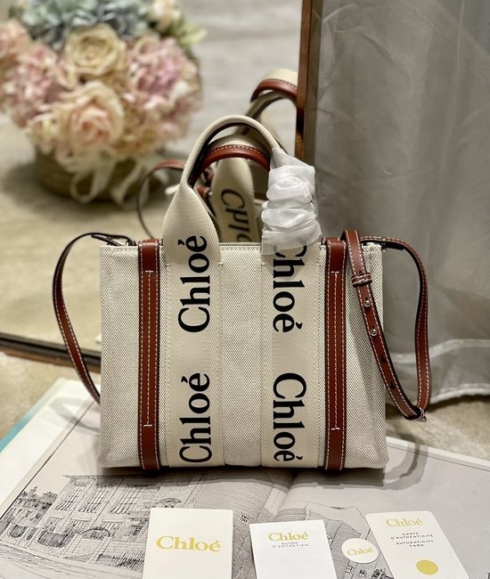 Chloe Woody Small Tote Bag with Shoulder Strap 17801