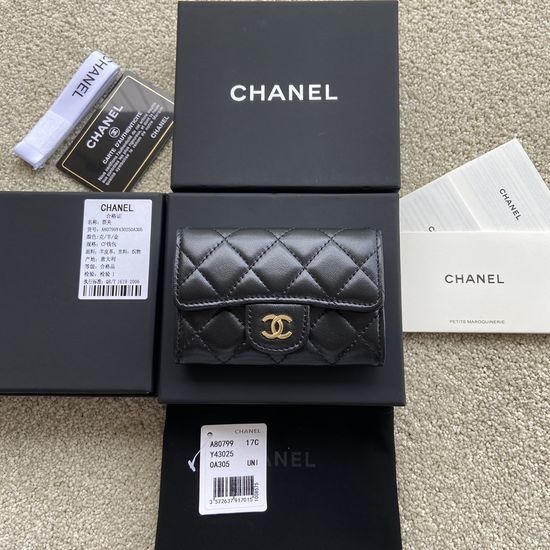 Chanel Lambskin Compact Zippered Wallet A80799