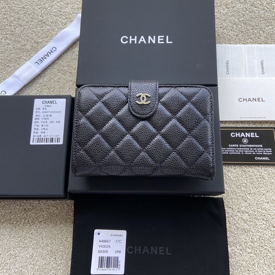 Chanel Wallet Grained Calfskin Leather Wallet A48667