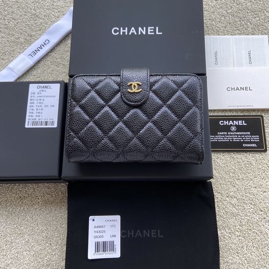 Chanel Wallet Grained Calfskin Leather Wallet A48667