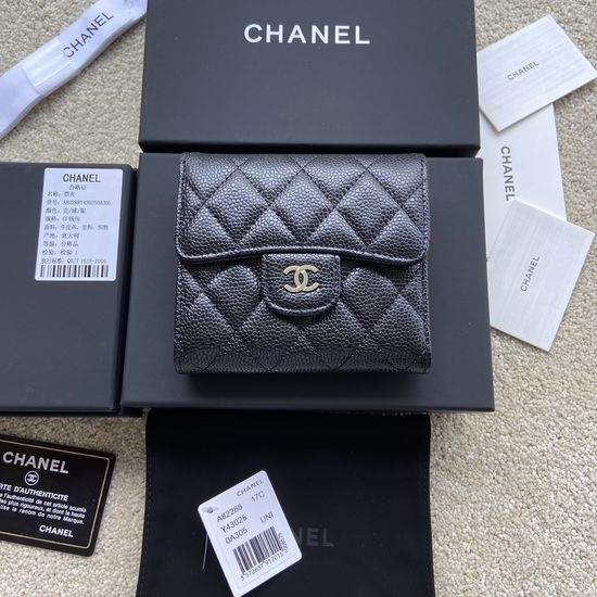 Chanel Grained Leather Short Wallet A82288