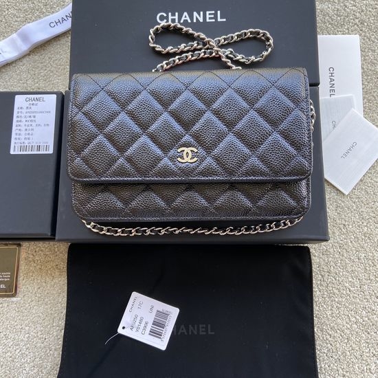 Chanel Shoulder Bag Black Grain Leather AP0250