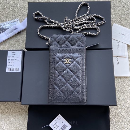 Chanel Grained Calfskin Silver Buckle Wallet AP0990