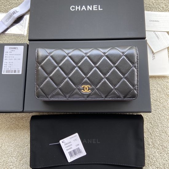 Chanel Wallet Lambskin Leather Gold Hardware A80285