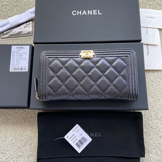 Chanel Wallet Grained Calfskin Gold Hardware A80288
