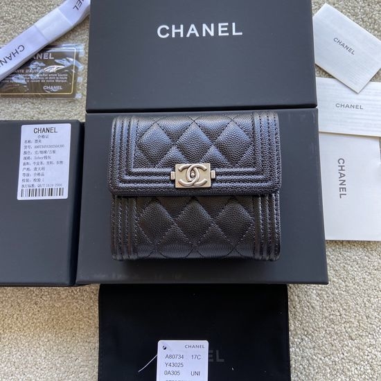 Chanel Wallet Grain Calfskin With Silver Hardware A80734