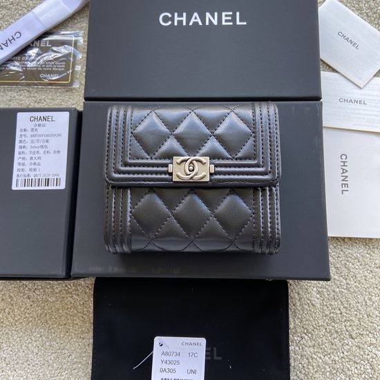 Chanel Wallet Lambskin Black Silver A80734