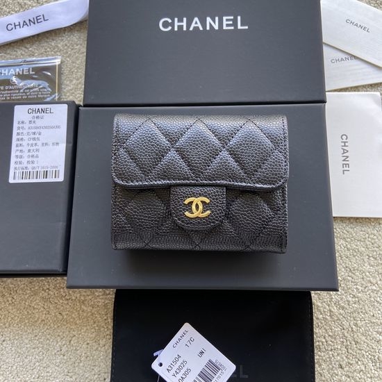 Chanel Wallet Caviar Gold Hardware Wallet A31504