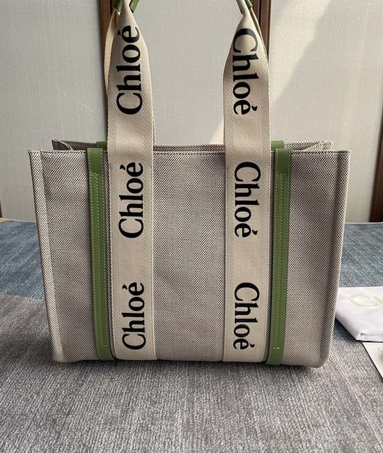 Chloe Woody Tote Bag Jade Green Medium 6043