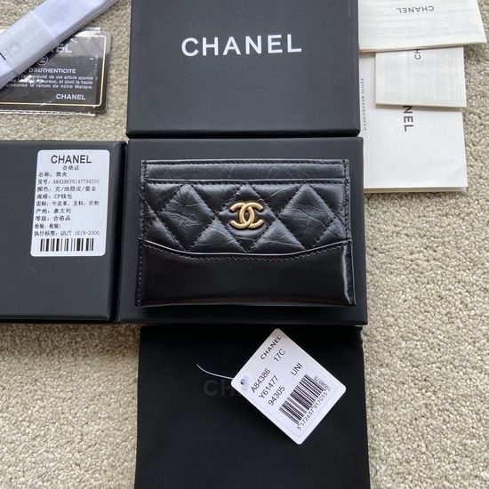 Chanel Wallet Premium Quality Black Gold Hardware 84386