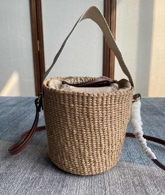 Chloe Woody Basket Drawstring Rattan Bag 6048