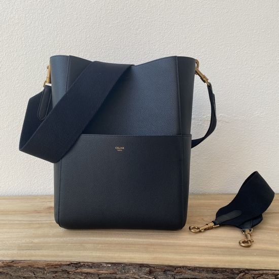 Celine Sangle Woven Canvas Bucket Bag 180543