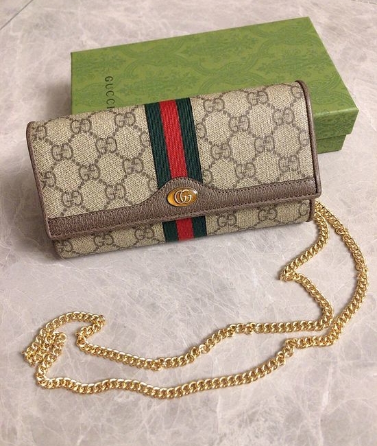 Gucci Ophidia Canvas Chain Crossbody Bag Brown 546592