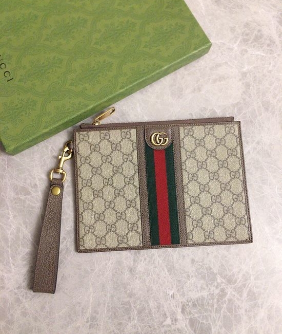 Gucci Ophidia Canvas Slim Clutch with Webbing Detail 672989