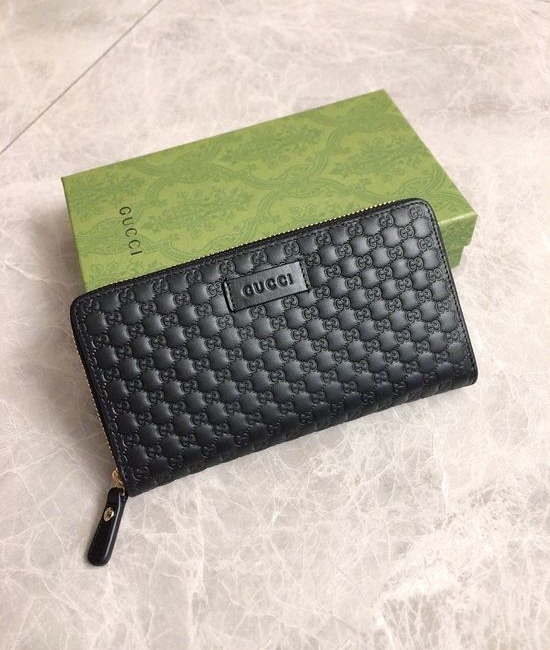 Gucci G Embossed Leather Zip Wallet 449391