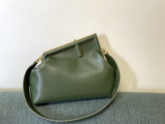 Fendi First Dark Green Structured Handbag M80019