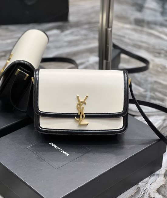 Yves Saint Laurent YSL Solferino Black White Gold Buckle Bag 634305