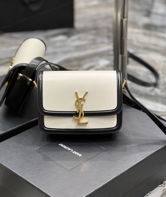 Yves Saint Laurent YSL Solferino Black White Gold Buckle 634306