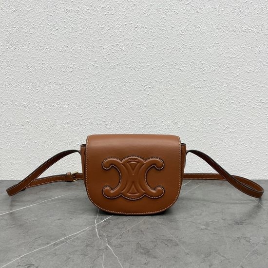 Celine FOLCO Saddle Bag Leather Embossed 198263
