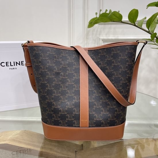 Celine Canvas Logo Print Bucket Bag 191132