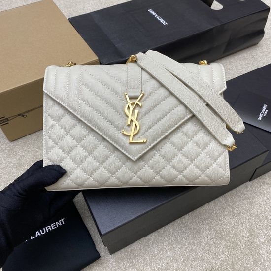 Yves Saint Laurent YSL Envelope Grain Embossed Quilted Leather Bag 392739