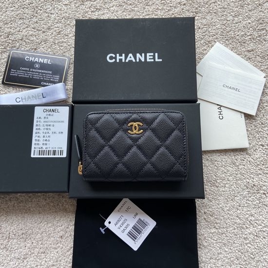Chanel Grained Calfskin Zip Wallet A69271