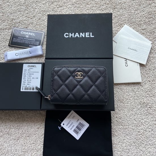 Chanel Grained Calfskin Zip Wallet A69271