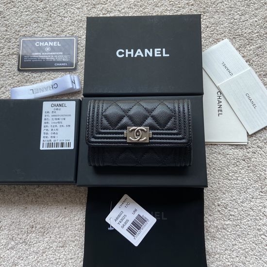 Chanel Wallet Calfskin with Aged Silver Hardware A80603