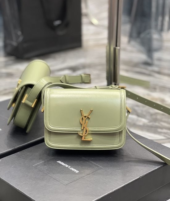 Yves Saint Laurent YSL Solferino Avocado Green Gold Buckle 634306