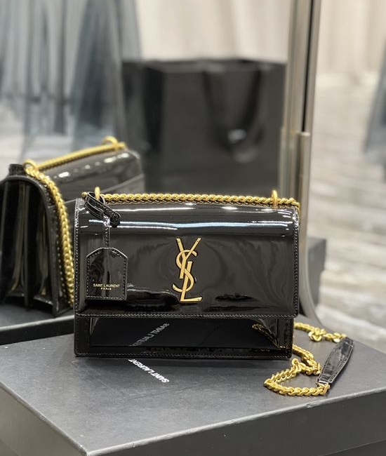 Yves Saint Laurent YSL Sunset Patent Leather Shoulder Bag 422906