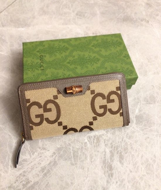 Gucci Diana Bamboo Canvas Zip Wallet 658634