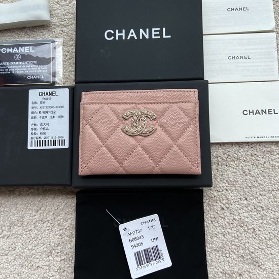 Chanel Wallet Pink Grain Calfskin Light Gold Hardware AP2737