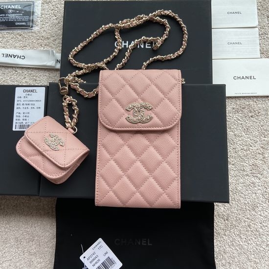 Chanel Mother Child Bag Grainy Leather Diamond Hardware AP2742