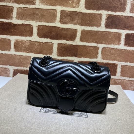 Gucci GG Monogram Black Leather Crossbody Bag 446744