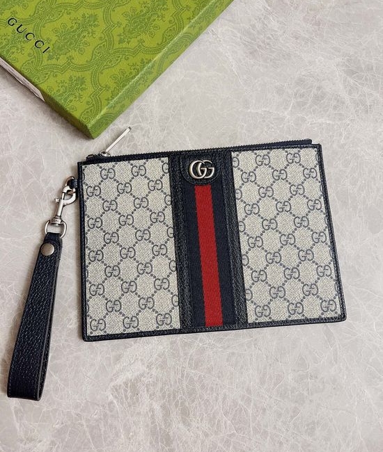 Gucci Ophidia Canvas Slim Clutch with Webbing Detail 672989