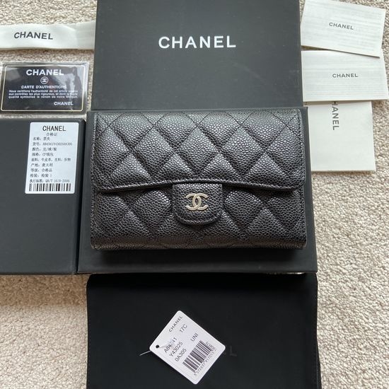 Chanel Wallet Grained Calfskin Silver Hardware A84341