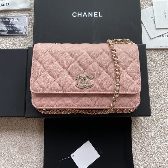 Chanel Wallet Grained Calfskin Pink AP2734