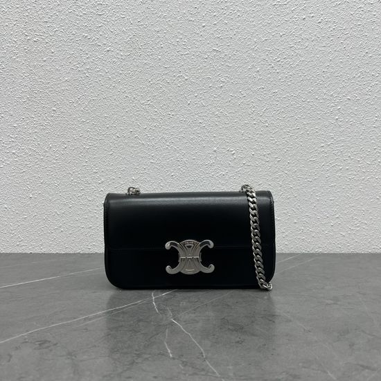 Celine 2022 Short Chain Shoulder Bag in Black and Silver 197992