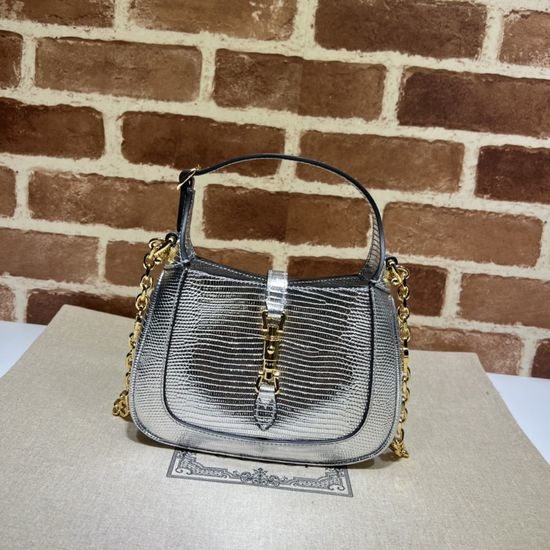 Gucci Shoulder Bag Silver Lizard Pattern 675799