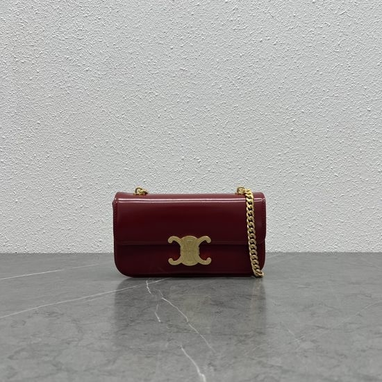 Celine 2022 Short Chain Shoulder Bag in Burgundy 197992
