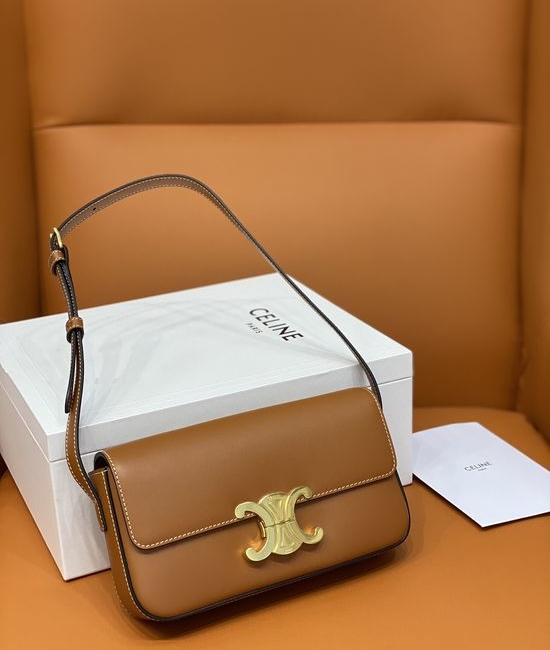 Celine Triomphe Glazed Leather Shoulder Bag 194143
